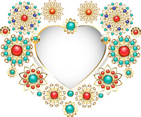 Ethnic Frame in the Shape of Heart