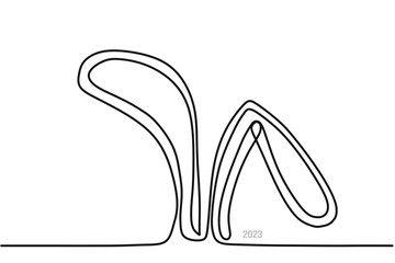 Rabbit ears. Simple one line style. Rabbit icon. Black and white minimal concept vector illustration.Doodle Vector illustration