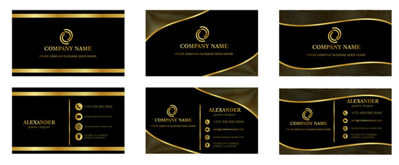 A set of business cards in black and gold design. Luxurious Design