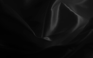 Black shiny silk, satin fabric textures background.