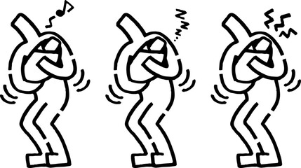 赤ちゃんを抱っこする棒人間。3種類。