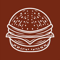 Monoline hamburger Vector Logo, restaurant food vintage badge, fastfood creative emblem Design