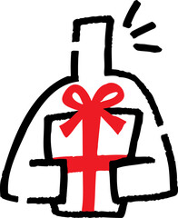 プレゼントと棒人間。手描きのベクターイラスト。