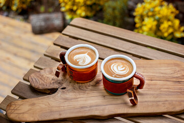 Double cup of coffee.