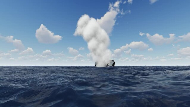 sinking ship on ocean time lapse