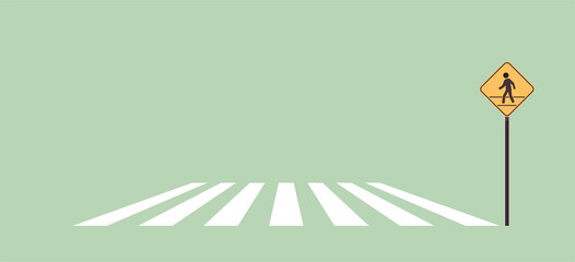 Pedestrian sign and traffic road sign flat illustration. 
