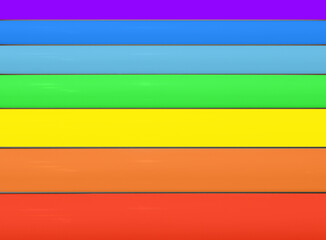 Seven colored bands of different thicknesses (wider at the bottom) in the colors of the LGBT community