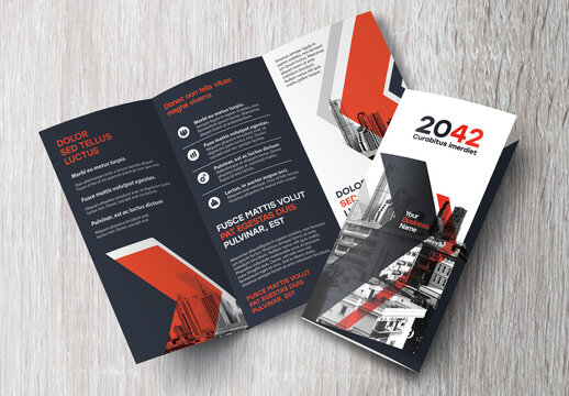 Black and Orange Trifolds Brochure Layout