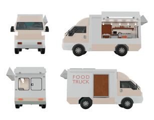 Food truck cartoon character with low-poly for commercial design Low-poly 3D model