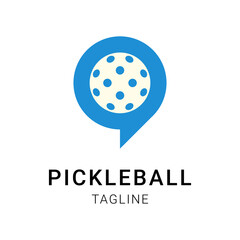 Chat pickleball ball logo design. Isolated vector illustration on white background.