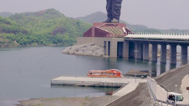 statue of unity the world tallest statue with bright sky at day from different angle video is taken at statue of unity vadodra gujrat india on July 10 2022.