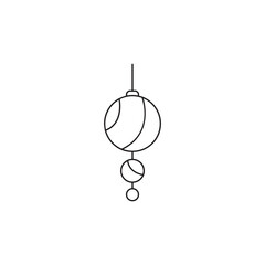Christmas tree toy, line art, simple minimalistic design, black and white