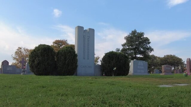 Al Capone grave at Mount Carmel Cemetery in Hillside, Illinois
