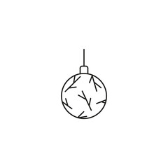 Christmas tree toy, line art, simple minimalistic design, black and white