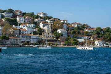Fototapeta na wymiar Heybeliada island . Istanbul. Turkey. 11 12 2022. Heybeliada or Heybeli Ada is the second largest of the Prince Islands in the Sea of Marmara, near City. Turjkish name: Adalar.