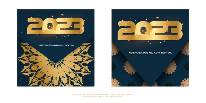 Blue and gold color. 2023 happy new year festive background.