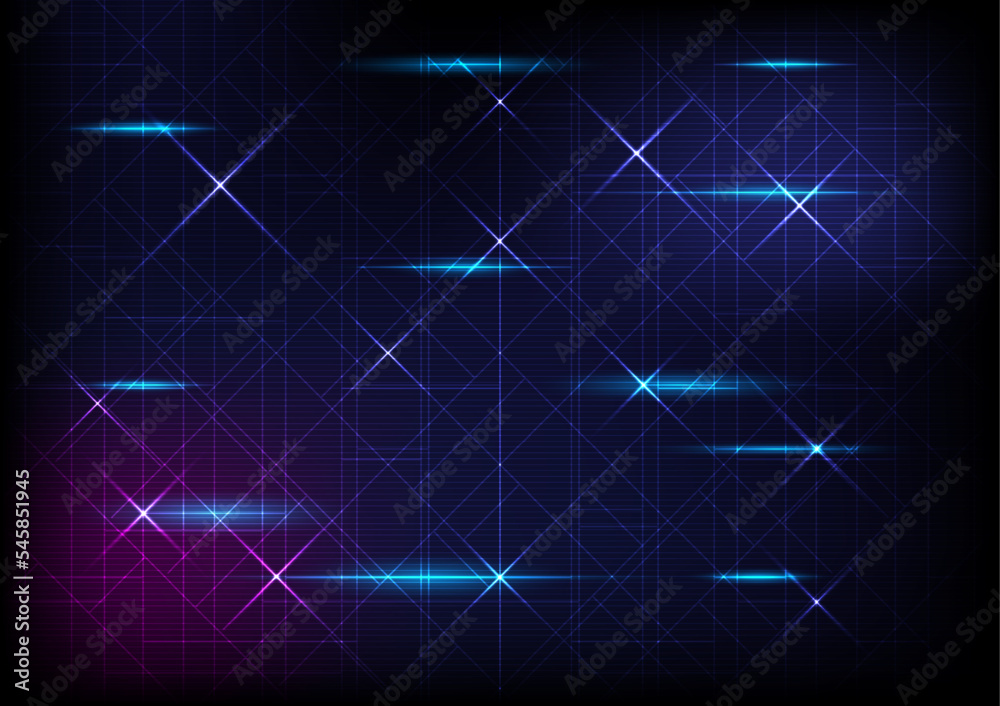 Poster abstract itech background there are grid lines and nets. with glowing lights on a gradient backgroun