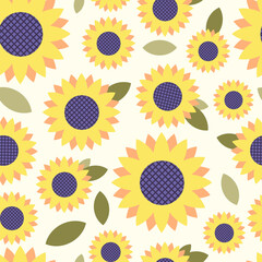 seamless pattern of sunflowers