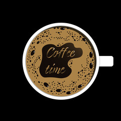 Beautiful creative coffee cup with 
text 