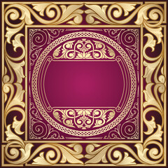 Golden ornate floral decorative vintage blank card