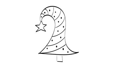 Vintage Holiday Icon. Hand Drawn outline Christmas Illustration. Vector element for Christmas Design