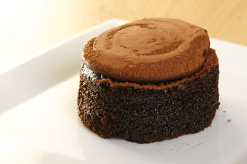 Moist chocolate cake with cocoa powder for dessert