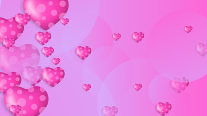 Red, pink and white Valentine christmas new year 3d design background with love heart shaped balloon. Vector illustration, greeting banner, card, wallpaper, flyer, poster, brochure, wedding invitation