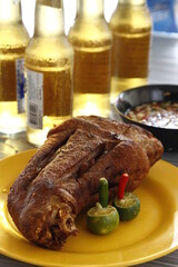 Crispy pata (deep fried pig leg), a Filipino dish