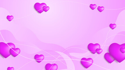 Red, pink and white Valentine christmas new year 3d design background with love heart shaped balloon. Vector illustration, greeting banner, card, wallpaper, flyer, poster, brochure, wedding invitation