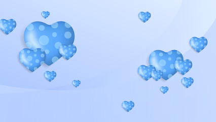 Blue Valentine christmas new year 3d design background with love heart shaped balloon. Vector illustration, greeting banner, card, wallpaper, flyer, poster, brochure, wedding invitation