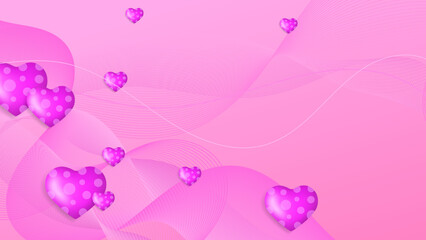 Red, pink and white Valentine christmas new year 3d design background with love heart shaped balloon. Vector illustration, greeting banner, card, wallpaper, flyer, poster, brochure, wedding invitation