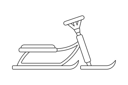 black and white sledding sled outline clip art preview