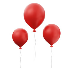 Red balloons, PNG IMAGE, 3D Rendering