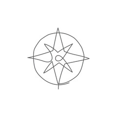 Compass One line drawing on white background