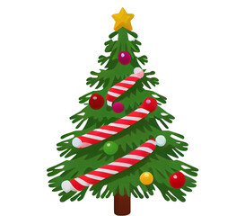 Obraz premium Christmas tree png with snow candy cane gift