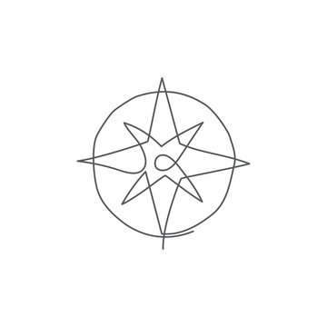 recommend clip art: Compass One line drawing on white background