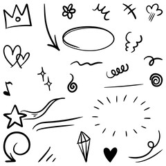 set of Hand drawn doodle elements for concept design isolated on white background. vector illustration.