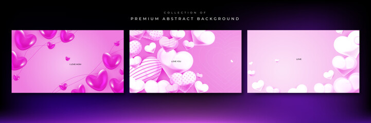 Red, pink and white Valentine christmas new year 3d design background with love heart shaped balloon. Vector illustration, greeting banner, card, wallpaper, flyer, poster, brochure, wedding invitation