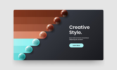Unique site screen vector design concept. Abstract 3D spheres landing page layout.