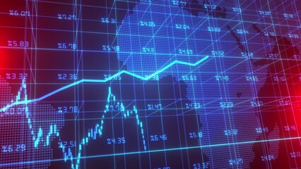 Inflation and rise in interest rates financial statistics graph stock market 
