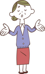 両手を広げた中高年の女性の全身
