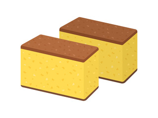 カットしたカステラのイラスト