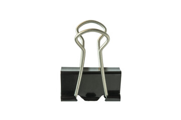 Black binder clip on white background