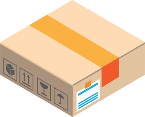 parcel box illustration in 3D isometric style