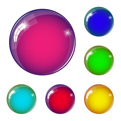 Christmas glossy balls. Vector illustration of glossy balls of different colors made in the same style. Sketch for creativity.