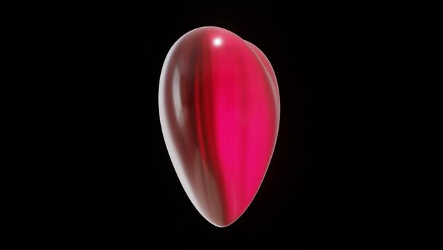  3d render, animation of a purple heart rotating, isolated on a black background with reflections. High quality 4k footage