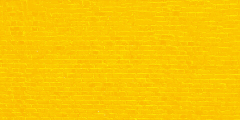 Juicy orange bright brick wall with thick paint layers. Brick wall with only brick silhouette on it. Colorful brick wall pattern, painted bricks as urban texture