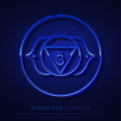 Third Eye Chakra (Ajna) 3D Symbol Design- vector illustration