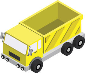 Yellow truck trailer illustration in 3D isometric style