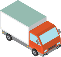 delivery truck illustration in 3D isometric style